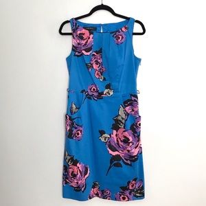 Nine West Blue Floral Fitted Dress